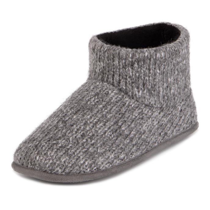 totes toasties® Mens Knitted Short Boot Slipper Grey Extra Image 3